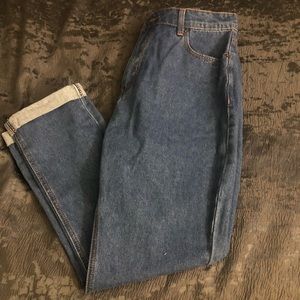 Petite blue high rise boyfriend jeans